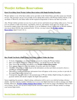 westjet airlines reservations