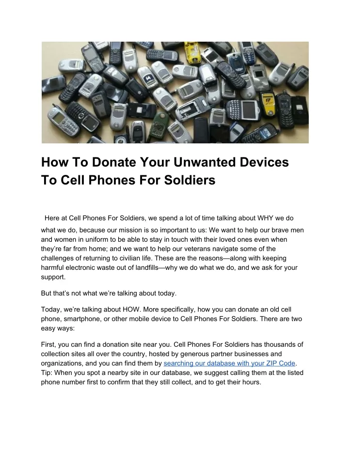 how to donate your unwanted devices to cell