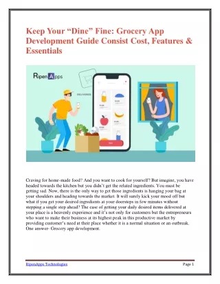 Keep Your “Dine” Fine: Grocery App Development Guide Consist Cost, Features & Essentials