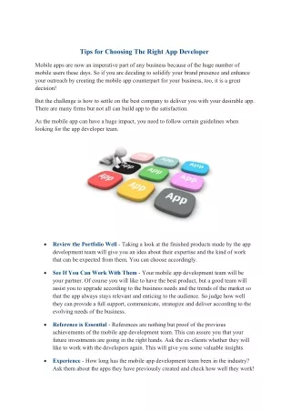 tips for choosing the right app developer