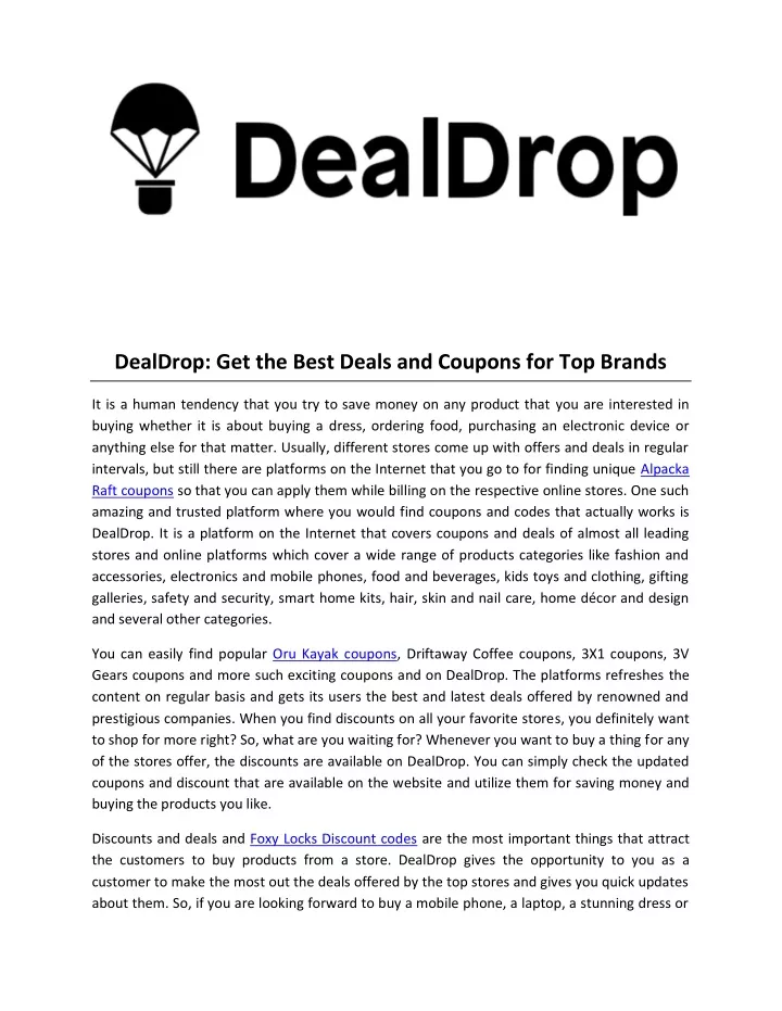 dealdrop get the best deals and coupons