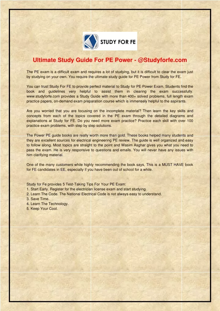 ultimate study guide for pe power @studyforfe com