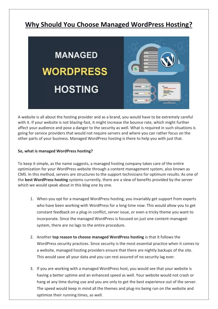 why should you choose managed wordpress hosting