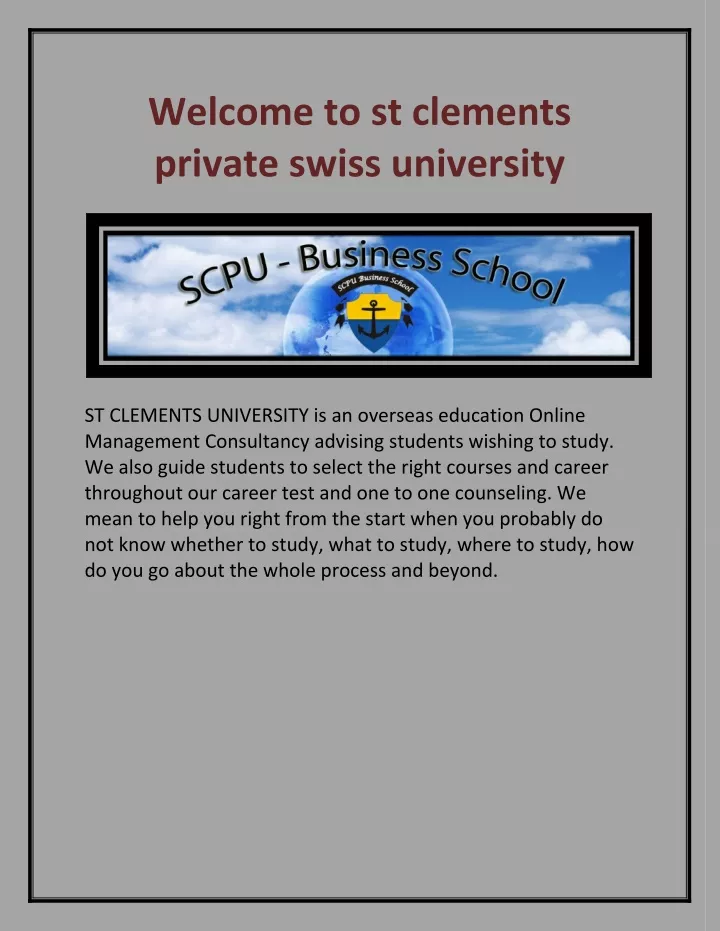 welcome to st clements private swiss university