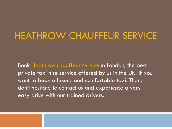 heathrow chauffeur service