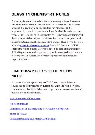 chemistry class 11 notes