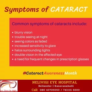 Symptoms Of Cataract | Best Cataract Surgeon Near Me in Bangalore, Bellandur, Kasavanahalli | Nelivigi Eye Hospital