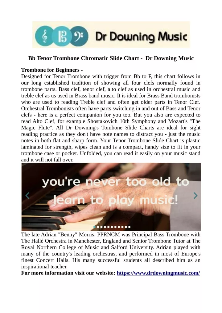 bb tenor trombone chromatic slide chart