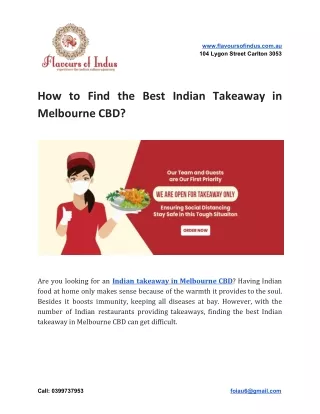 How to Find the Best Indian Takeaway in Melbourne CBD?