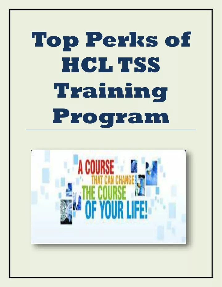 top perks of hcl tss training program