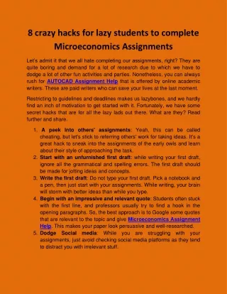 8 crazy hacks for lazy students to complete microeconomics assignments