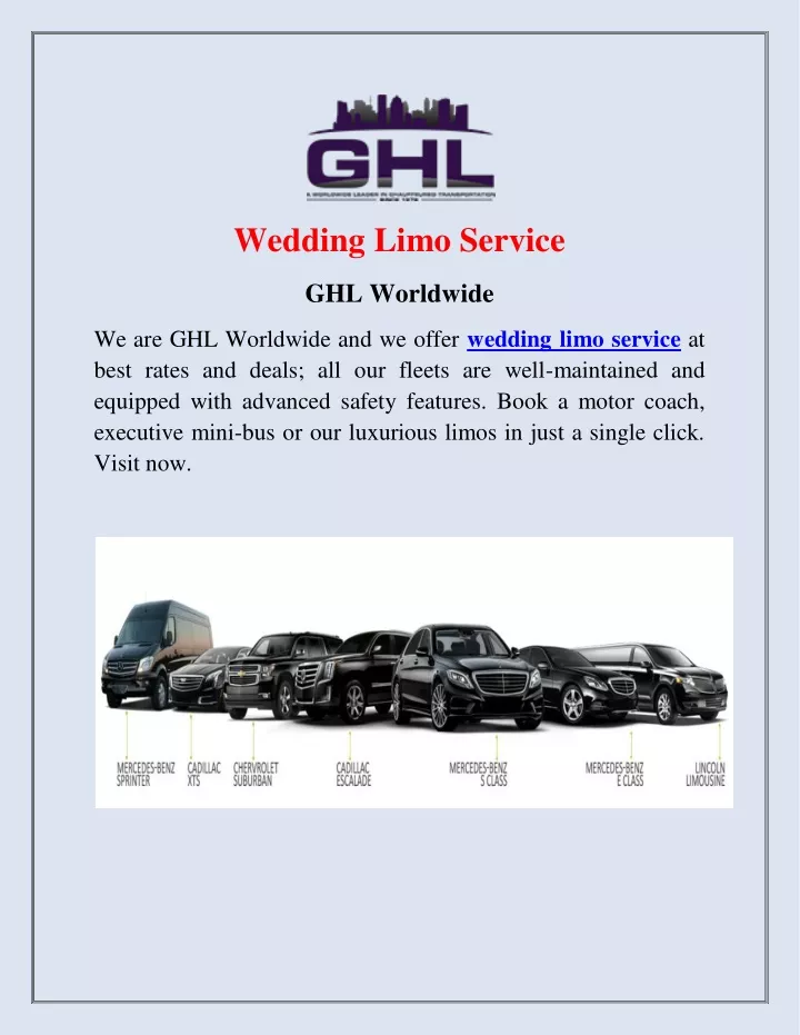 wedding limo service ghl worldwide