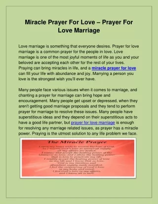 Miracle Prayer For Love - Prayer For Love Marriage