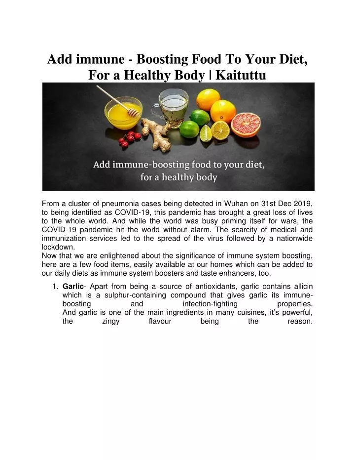 add immune boosting food to your diet