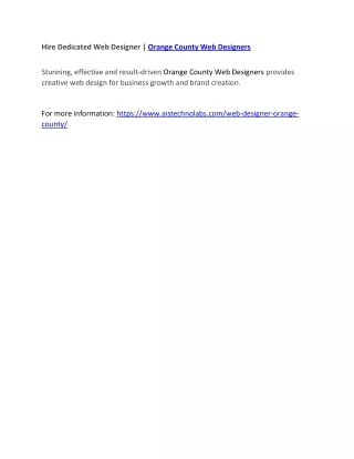 hire dedicated web designer orange county