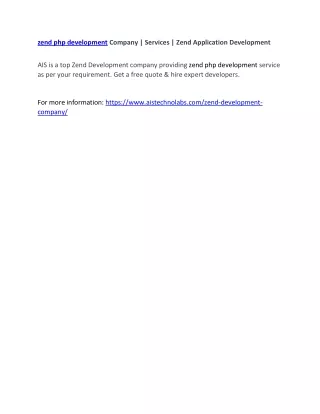 zend php development company services zend