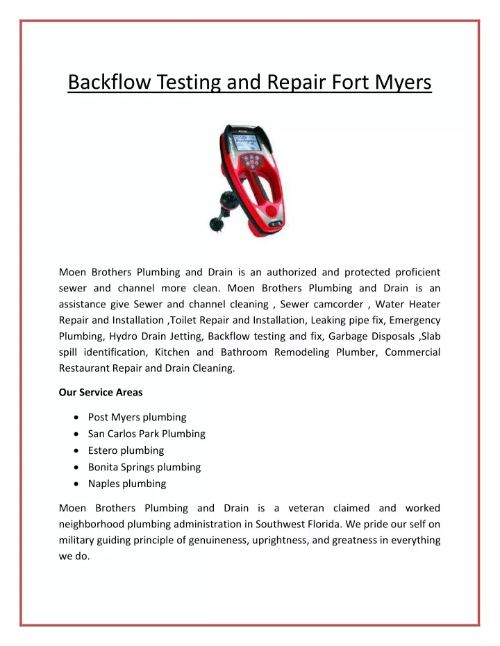 backflow testing and repair fort myers