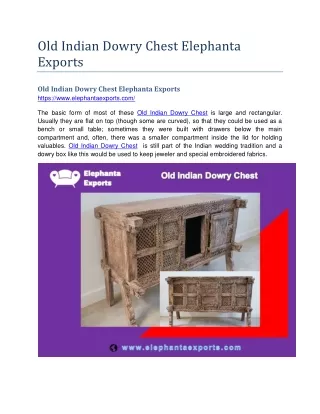 Old Indian Dowry Chest Elephanta Exports