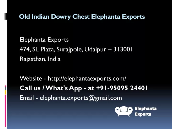 old indian dowry chest elephanta exports