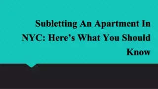 Subletting An Apartment In NYC: Here’s What You Should Know