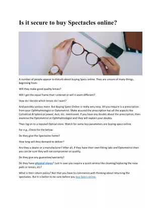 Is it secure to buy Spectacles Online?