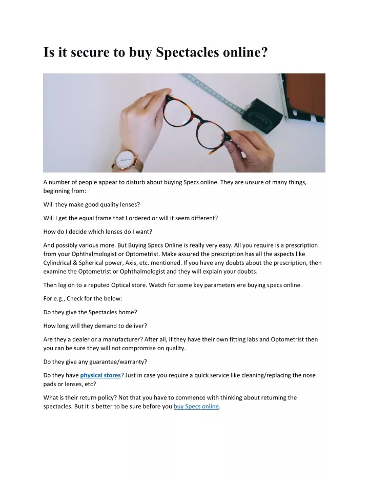 is it secure to buy spectacles online