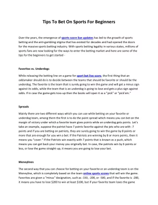 tips to bet on sports for beginners