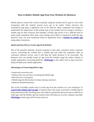 how to build a mobile app from your website