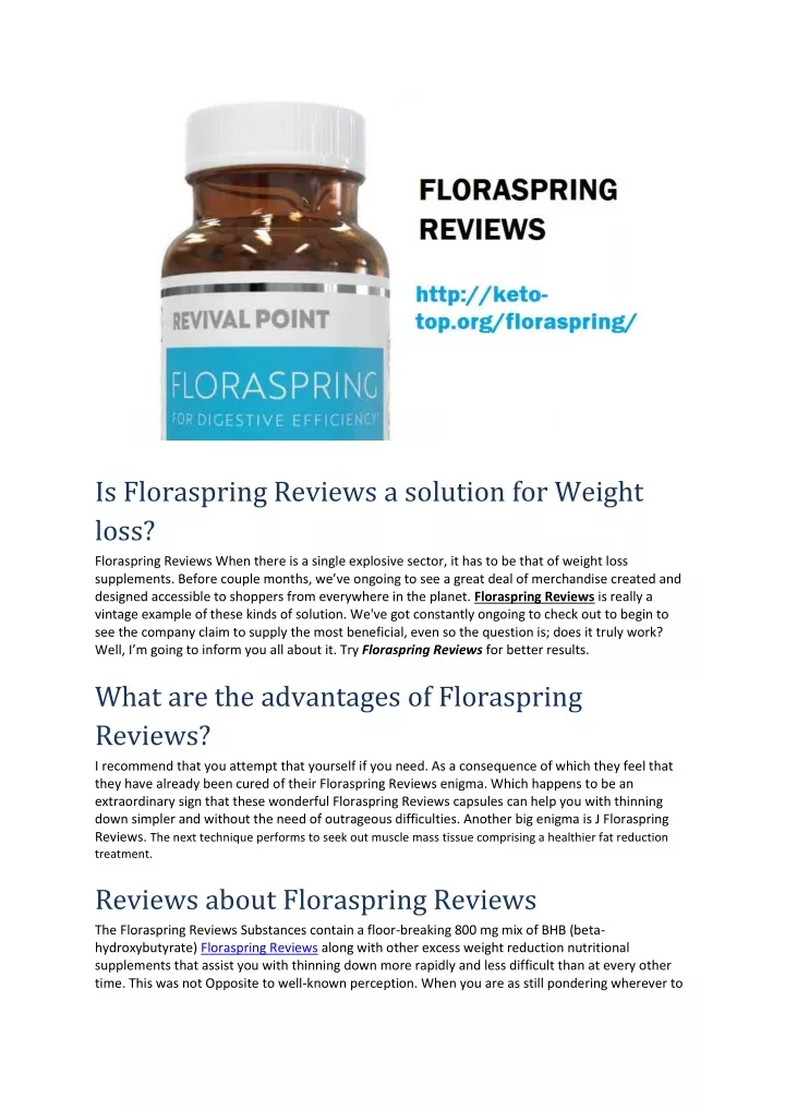 is floraspring reviews a solution for weight loss