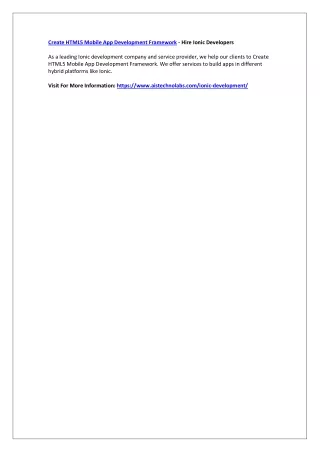 create html5 mobile app development framework