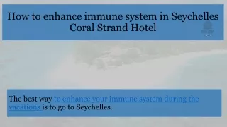 how to enhance immune system in seychelles coral