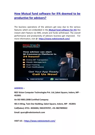 how mutual fund software for ifa deemed
