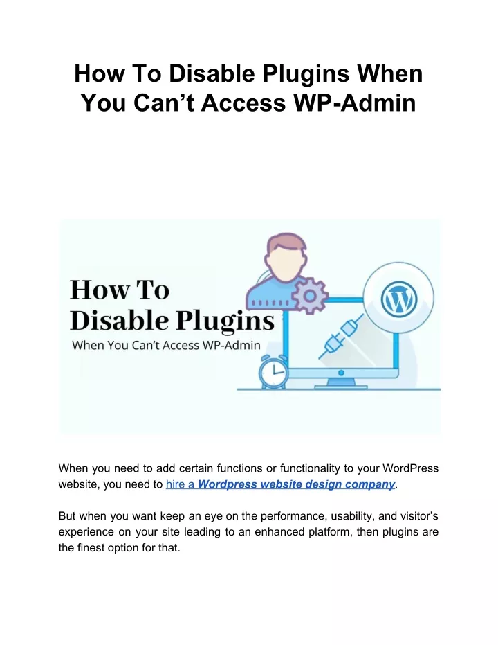 how to disable plugins when you can t access
