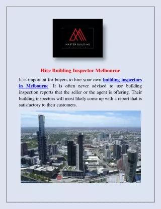 Building Inspector Melbourne