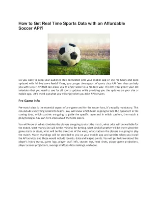 How to Get Real Time Sports Data with an Affordable Soccer API?