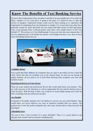 know the benefits of taxi booking service