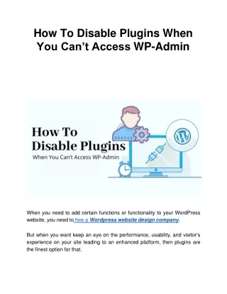 how to disable plugins when you can t access wp admin