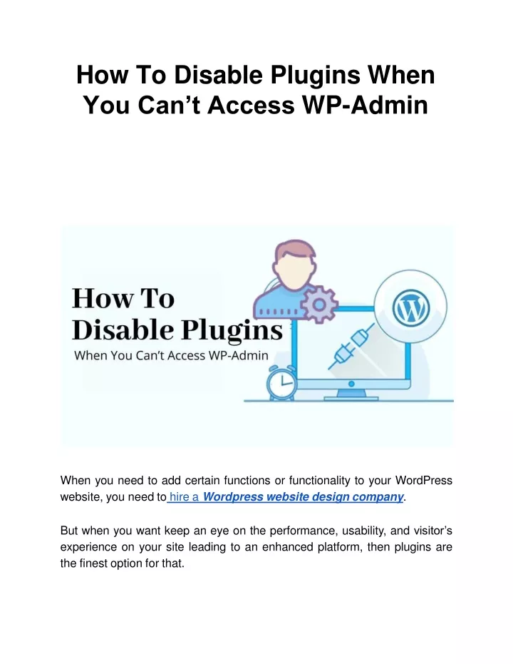 how to disable plugins when you can t access wp admin