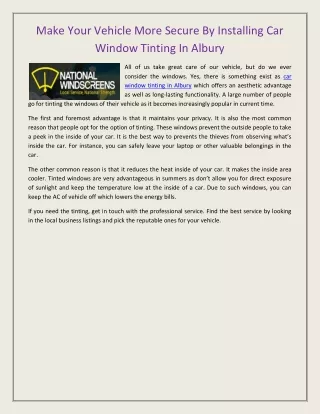 make your vehicle more secure by installing