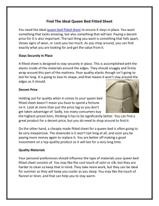 find the ideal queen bed fitted sheet