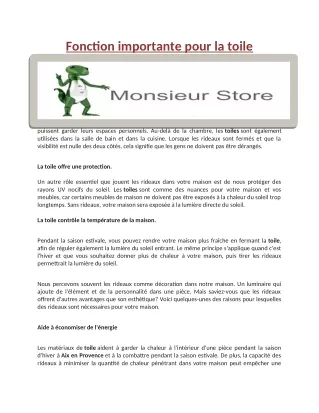 fonction importante pour la toile