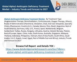 Global Alpha1-Antitrypsin Deficiency Treatment Market – Industry Trends and Forecast to 2027