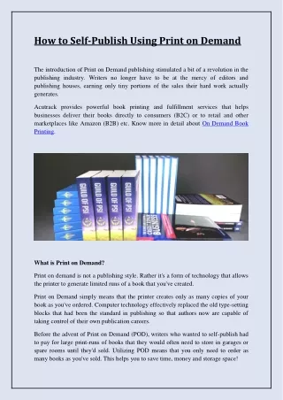 how to self publish using print on demand