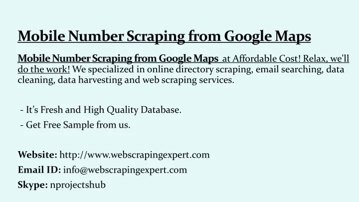 mobile number scraping from google maps