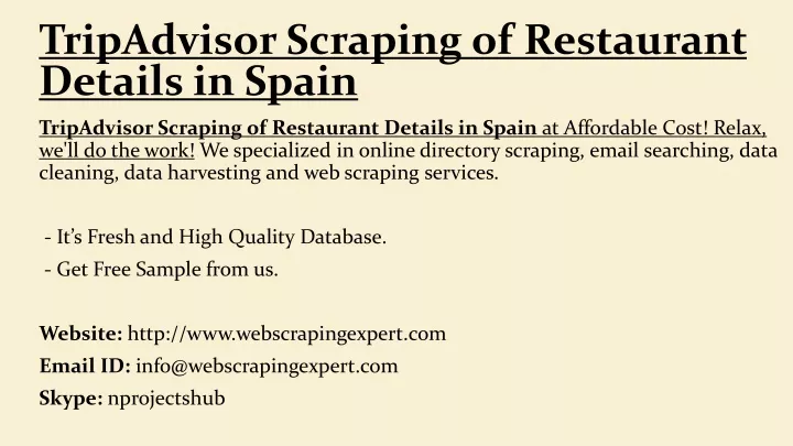 tripadvisor scraping of restaurant details in spain