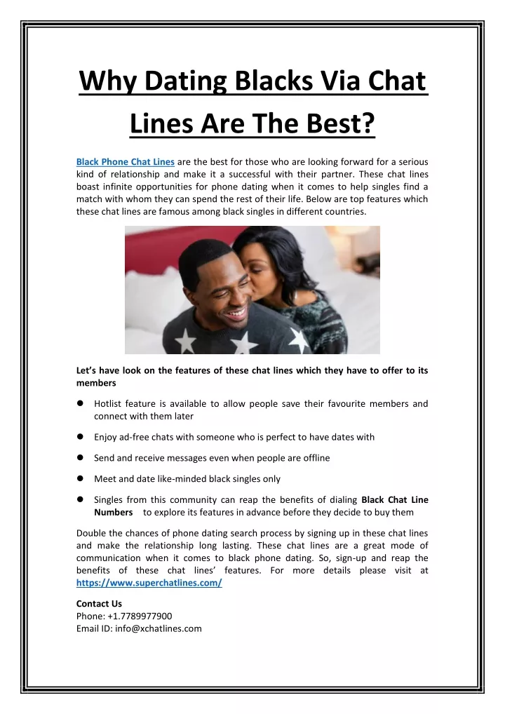 why dating blacks via chat lines are the best