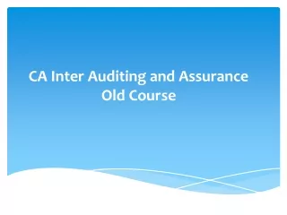 CA Inter Auditing and Assurance Old Course