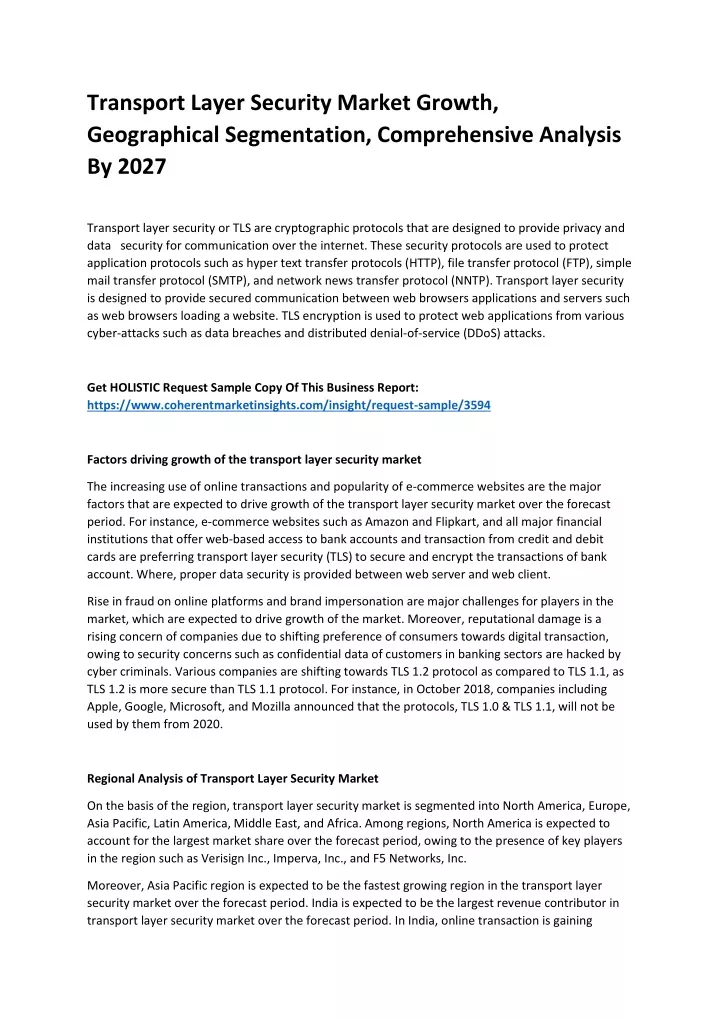 transport layer security market growth