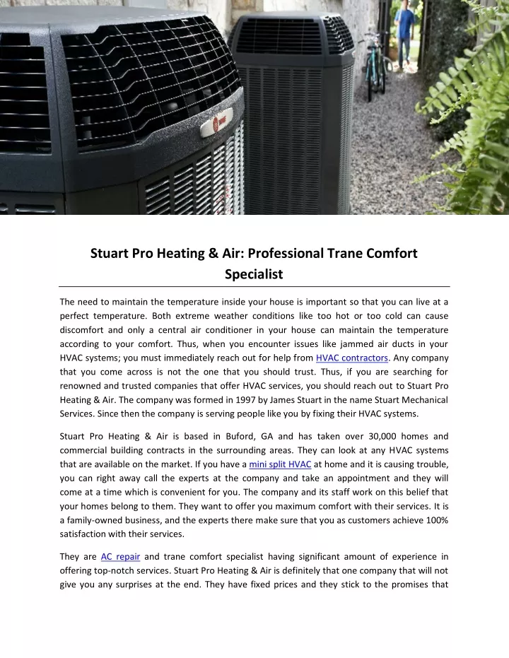 stuart pro heating air professional trane comfort