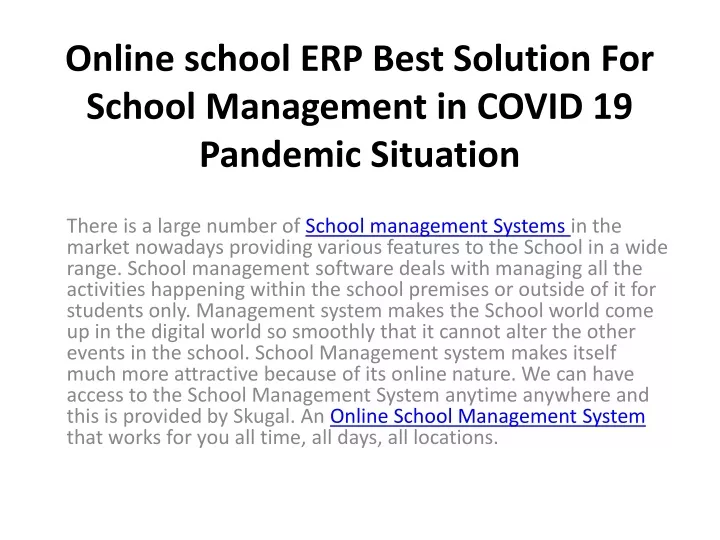 online school erp best solution for school management in covid 19 pandemic situation